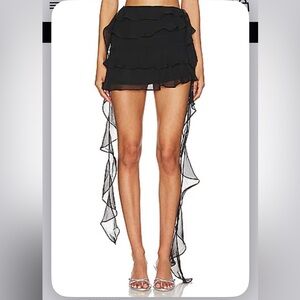More to Come Ruffled Black Mini Skirt
